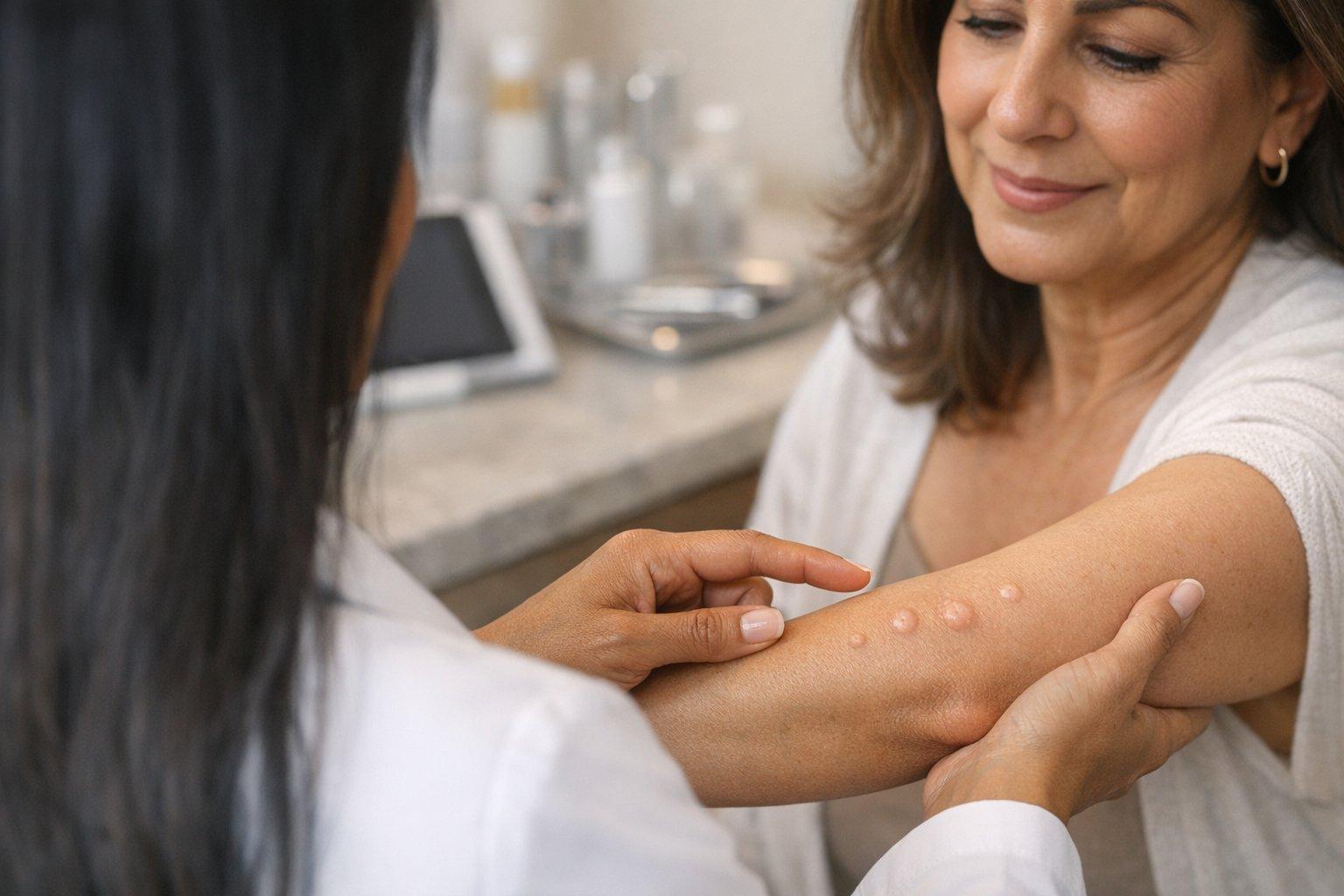 Molluscum Contagiosum: Pearly Dome-Shaped Bumps With Central Dimples