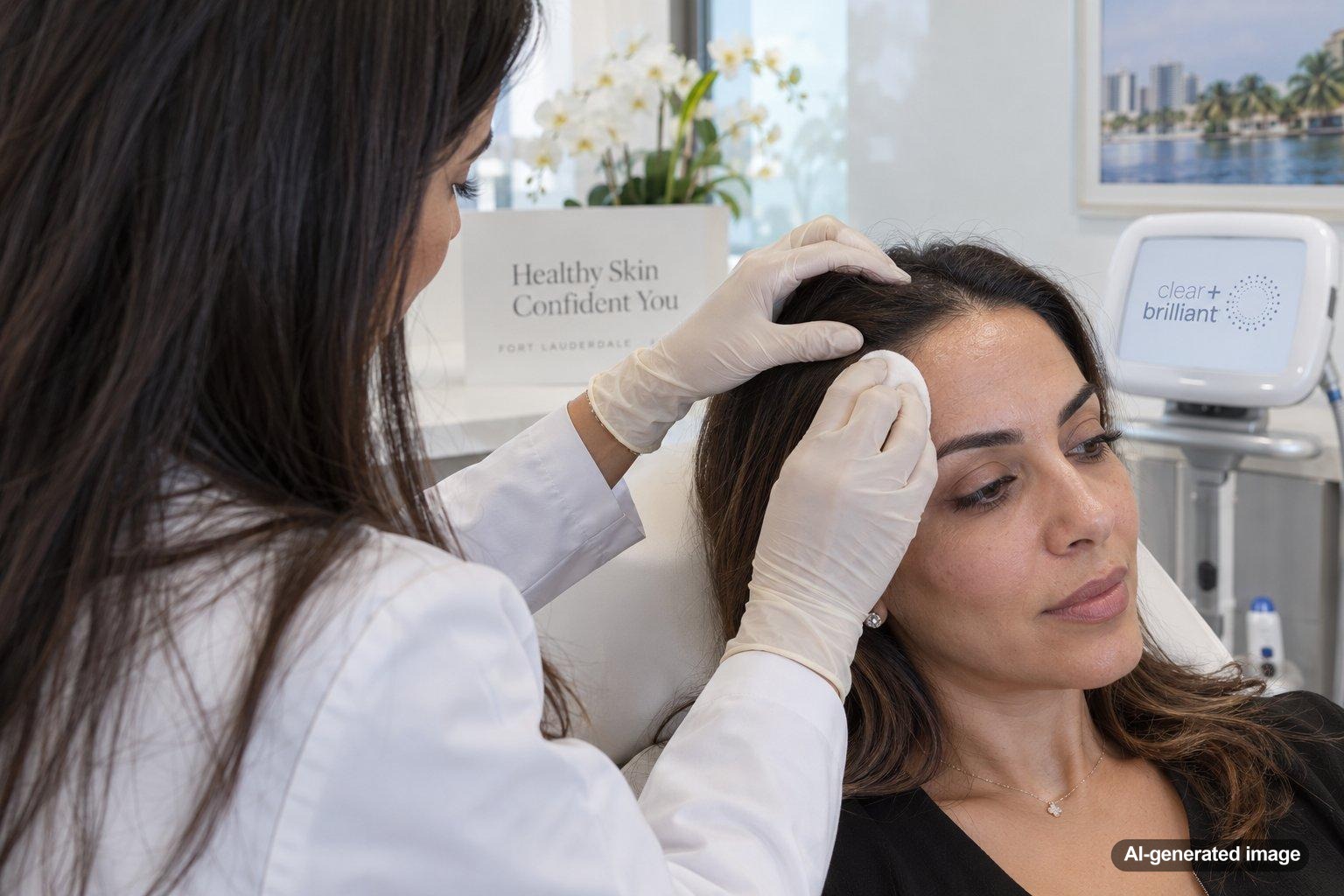 Clear + Brilliant Touch for Uneven Texture on the Forehead